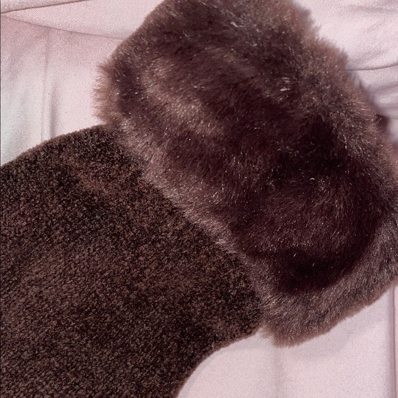 Vintage Dark Brown Fur-Trimmed Gloves - Picture 3 of 3